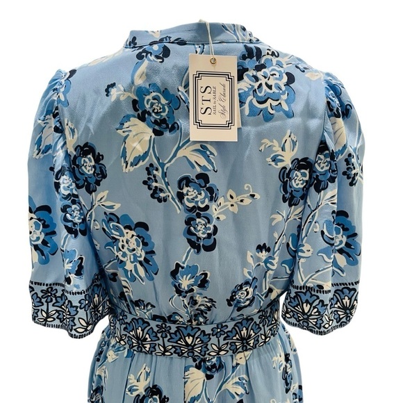 SAIL to SABLE Style Charade Placid Floral Belted Ruffle Hem Shirt Dress MEDIUM - Picture 6 of 14